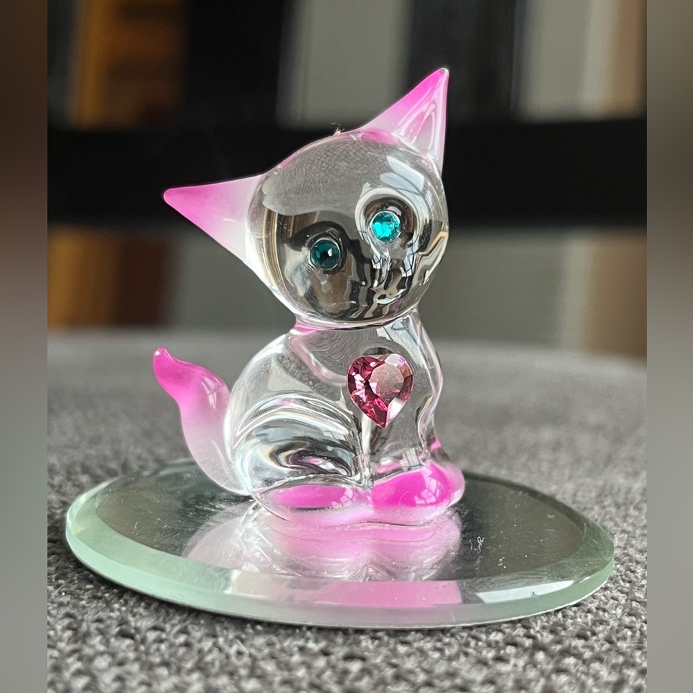 Swarovski Crystal Kitty Handcrafted Glass Art